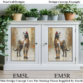 Mettalic Steampunk Cat Portrait EM5R Decoupage 薄葉紙