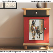 Mettalic Steampunk Cat Portrait EM5R Decoupage 薄葉紙