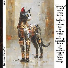 Mettalic Steampunk Cat Portrait EM5R Decoupage 薄葉紙