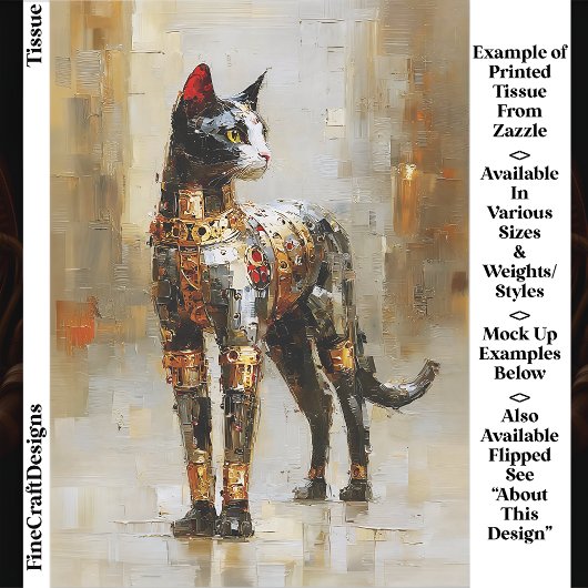 Mettalic Steampunk Cat Portrait EM5R Decoupage 薄葉紙