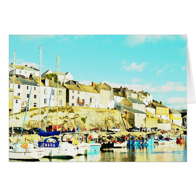 Mevagisseyコーンウォールイギリスの水彩画 (正面横)