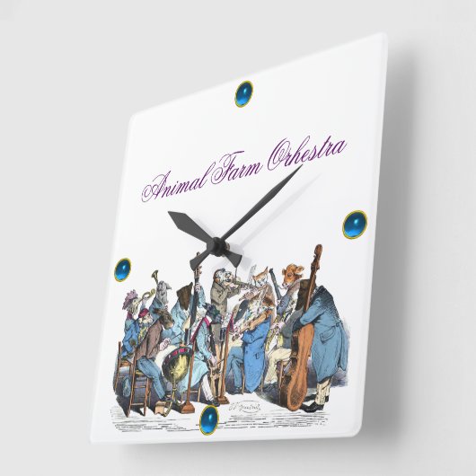 MEWミュージカル語動物園オーケストラ広場 スクエア壁時計 (傾斜)