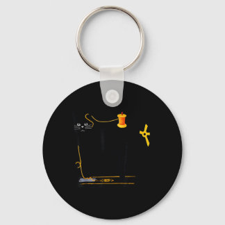 Mewing Machine Funny Quilting Craft Lover Quilter キーホルダー