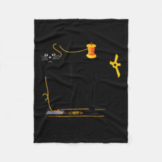 Mewing Machine Funny Quilting Craft Lover Quilter フリースブランケット