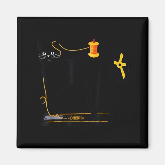 Mewing Machine Funny Quilting Craft Lover Quilter マグネット (正面)