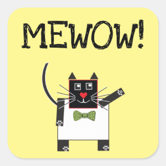 MEWOWステッカーズスクエアカスタムキャットおもしろい スクエアシール