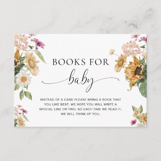 Mewsひまわり赤ちゃんシャワーベビーリクエスト エンクロージャーカード (正面)