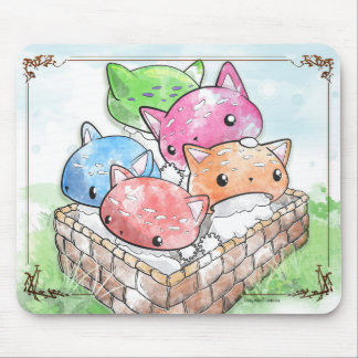 Mewshroomのマウスパッドバスケットのかわいい猫のきのこ マウスパッド