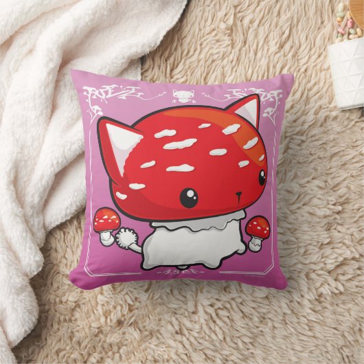 Mewshroomの枕ピンクかわいい猫のきのこ クッション (ブランケット)