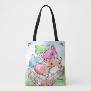 Mewshroom猫の子猫のきのこのかわいいかわいいのバスケット トートバッグ