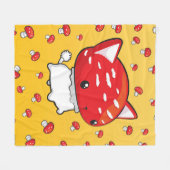 Mewshroom総括的でかわいい猫のきのこ フリースブランケット (正面(横))