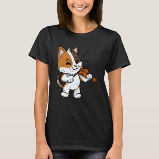 Mewsician Violin Player Cat  Violinist Musician  1 Tシャツ (正面)