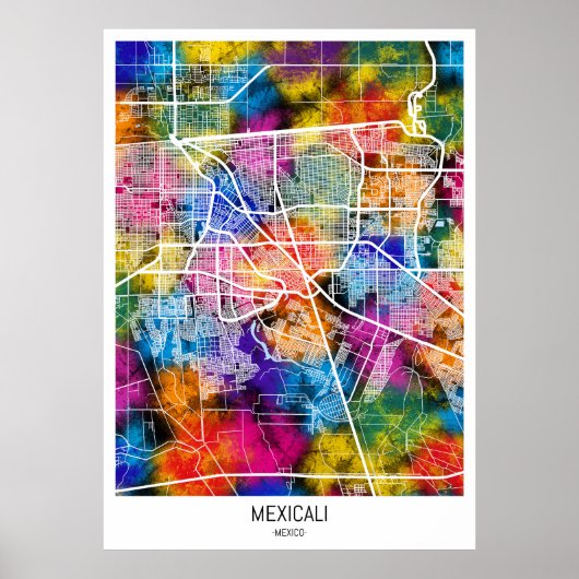 Mexicali Mexico City Map ポスター (正面)