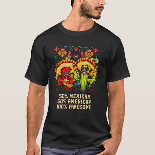 Mexican American Awesome Patriotic Mexico Patrioti Tシャツ (正面)