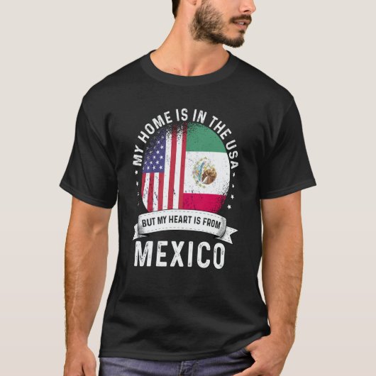 Mexican American Patriot Grown Proud Home USA Flag Tシャツ (正面)