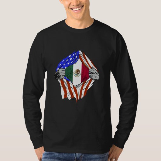 Mexican American USA Flag Mexico Mexican Pride Mex Tシャツ (正面)