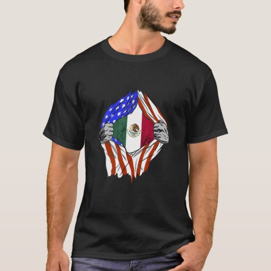 Mexican American USA Flag Mexico Mexican Pride Mex Tシャツ (正面)
