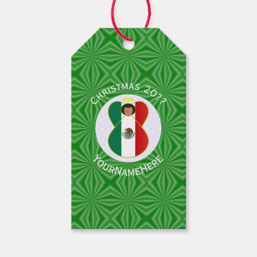 Mexican Angel Christmas Flag Personalized  ギフトタグ (正面)