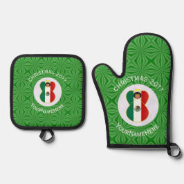 Mexican Angel Christmas Flag Personalized  鍋つかみ&鍋敷きセット