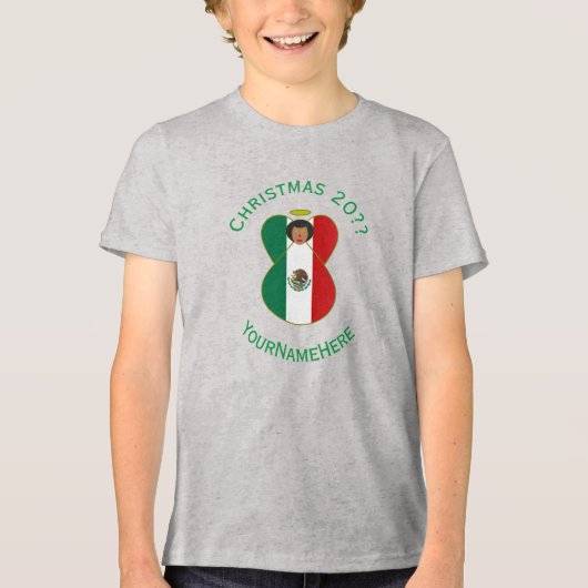 Mexican Angel Christmas Flag Personalized Boy's トライブレンドＴシャツ (正面)
