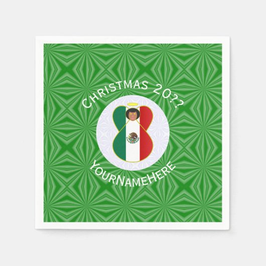 Mexican Angel Christmas Flag Personalized Paper スタンダードカクテルナプキン (正面)