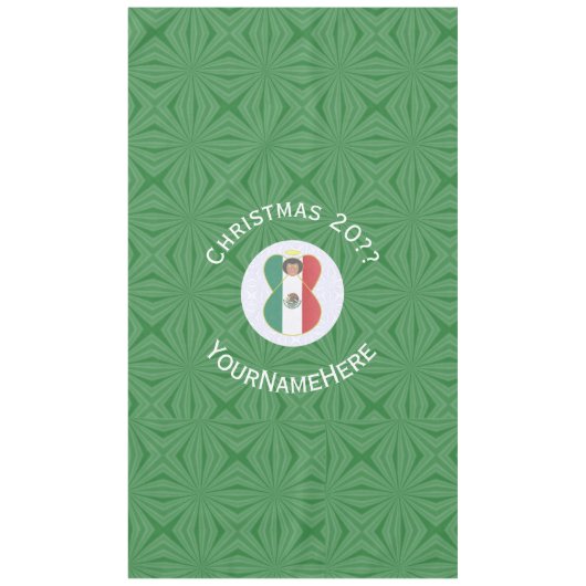 Mexican Angel Christmas Flag Personalized Text テーブルクロス (正面)