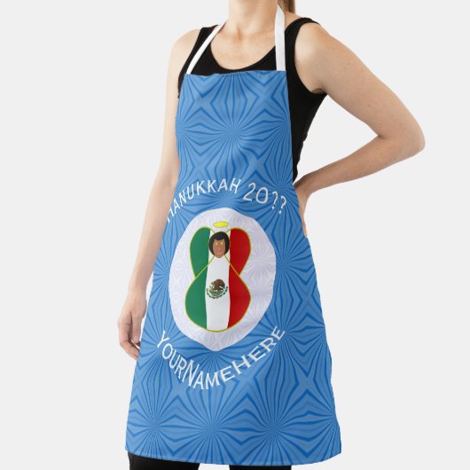 Mexican Angel Hanukkah Flag Personalized Large エプロン (インサイチュ)