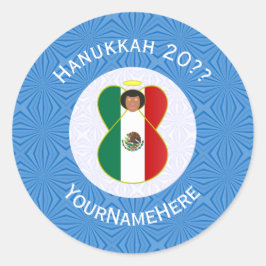Mexican Angel Hanukkah Flag Personalized Round ラウンドシール