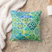 Mexican aqua mint Sicilian Mediterranean tiles クッション (ブランケット)