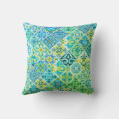 Mexican aqua mint Sicilian Mediterranean tiles クッション (裏面)
