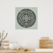 Mexican Aztec Sun Stone Mayan Calendar 1 ポスター (キッチン)