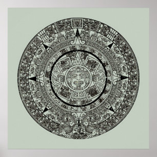 Mexican Aztec Sun Stone Mayan Calendar 1 ポスター