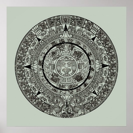 Mexican Aztec Sun Stone Mayan Calendar 1 ポスター (正面)