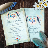 Mexican Baroque Hummingbird Floral Wedding 招待状