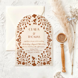 Mexican Beige Terracotta Wedding Invitation アクリル招待状