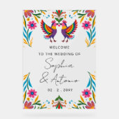 Mexican Birds Otomi Floral Fiesta Welcome Sign アクリルサイン (正面)