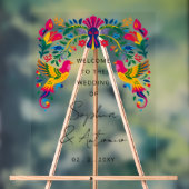 Mexican Birds Otomi Floral Fiesta Welcome Sign アクリルサイン (ニュートラル)