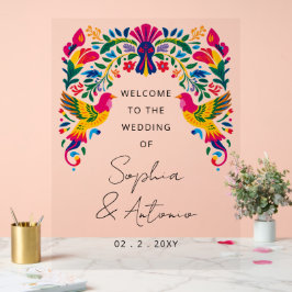 Mexican Birds Otomi Floral Fiesta Welcome Sign アクリルサイン