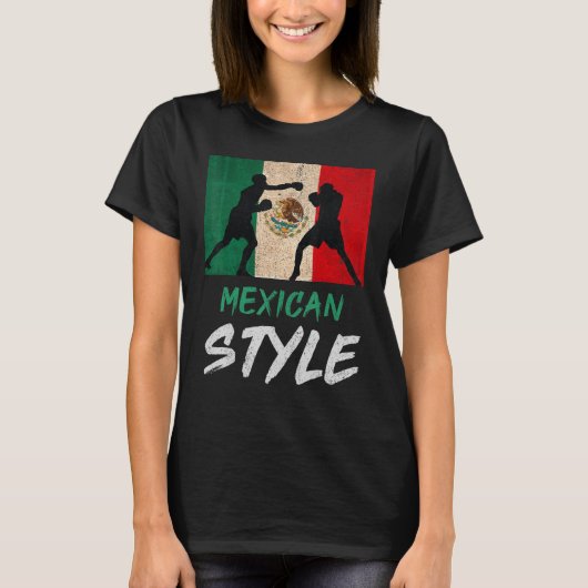 Mexican Boxing Style Mexico Pride Patriotic Mens B Tシャツ (正面)