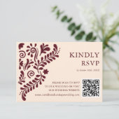 Mexican Burgundy Wedding QR Code 出欠カード (スタンド正面)