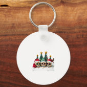 Mexican Calavera Santa Flower Sugar Skull Christma キーホルダー (正面)