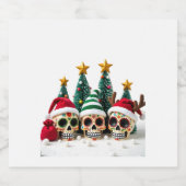 Mexican Calavera Santa Flower Sugar Skull Christma スパークリングワインラベル (シングルラベル)