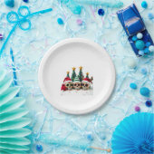 Mexican Calavera Santa Flower Sugar Skull Christma ペーパープレート (パーティー)