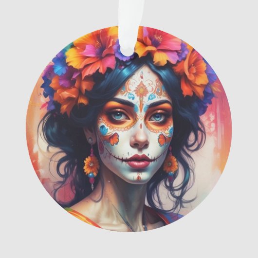 Mexican Catrina watercolor オーナメント (正面)