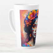Mexican Catrina watercolor カフェラテマグ (左アングル)