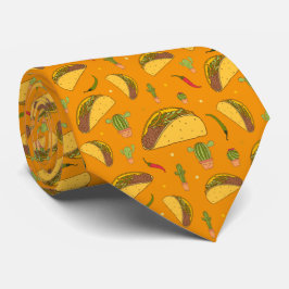 Mexican Chef Orange Tortilla Tacos Patterned ネクタイ