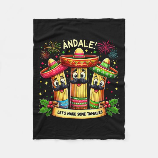 Mexican Christmas Tamale Ándale Let’s Make Some Ta フリースブランケット (正面)