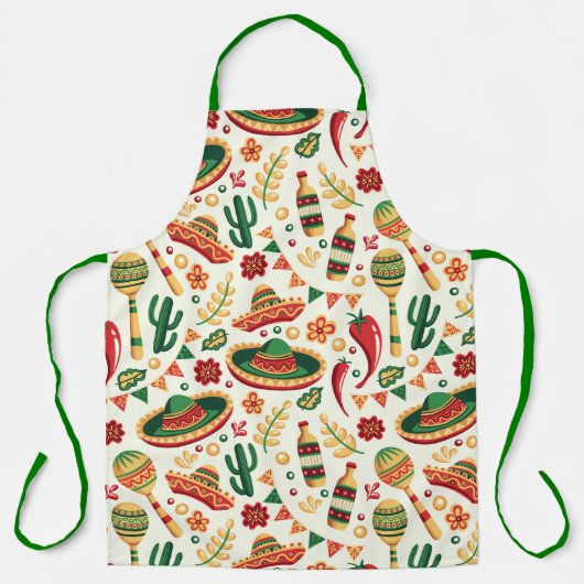 Mexican Cinco De Mayo Pattern  エプロン (正面)