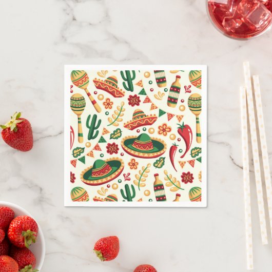 Mexican Cinco De Mayo Pattern  スタンダードカクテルナプキン (インサイチュ)