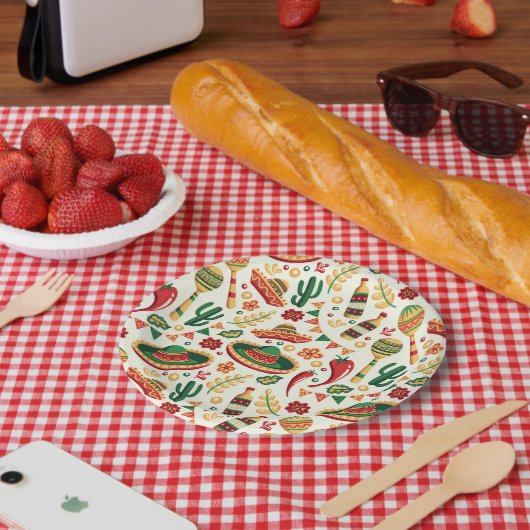 Mexican Cinco De Mayo Pattern  ペーパープレート (ピクニック)